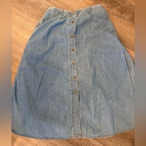Vintage Jantzen Classics Button Front Maxi Jean Denim Skirt Size Tag Faded